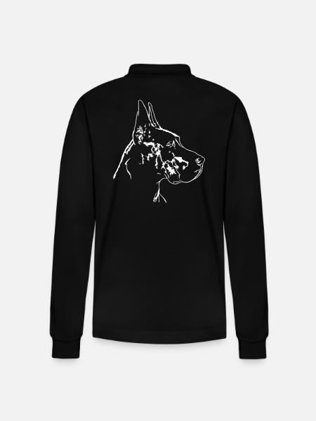 GERMAN DOGGE Portrait Wilsigns - Stanley/Stella Organic Unisex Long-Sleeved Polo Shirt Prepster - black