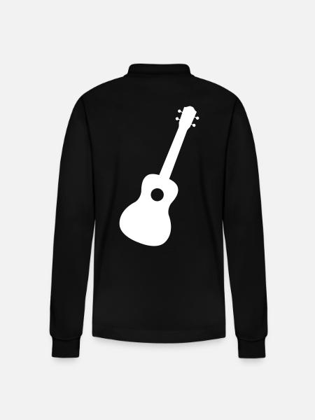 Guitar Ukulele Gift - Stanley/Stella Organic Unisex Long-Sleeved Polo Shirt Prepster - black