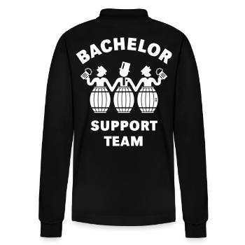 Bachelor Support Team (Stag Party Beer Barrels, W) - Stanley/Stella Organic Unisex Long-Sleeved Polo Shirt Prepster - black - Back - Anna (173cm)