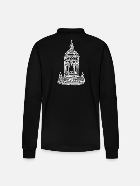 Mannheim Wasserturm - Stanley/Stella Unisex Bio-Langarm-Poloshirt Prepster - Schwarz