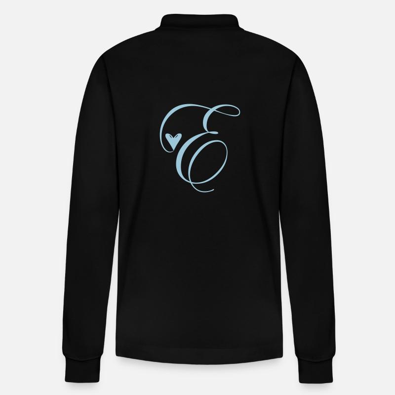 Monogram E Heart Vine - Stanley/Stella Organic Unisex Long-Sleeved Polo Shirt Prepster - black