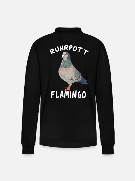 Ruhrpott Flamingo pigeon mining - Stanley/Stella Organic Unisex Long-Sleeved Polo Shirt Prepster - black
