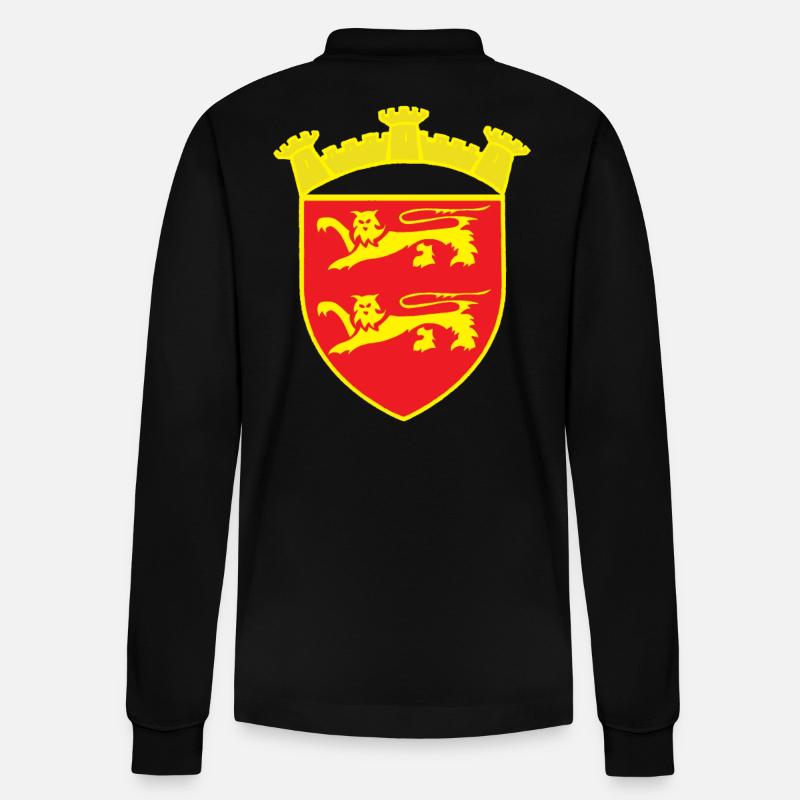 ROT WAPPEN LÖWENTURM ODER COPYRIGHT RUNEMBERG - Stanley/Stella Unisex Bio-Langarm-Poloshirt Prepster - Schwarz