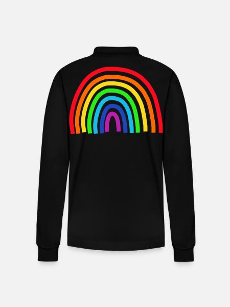 Regenbogen bunt - Stanley/Stella Unisex Bio-Langarm-Poloshirt Prepster - Schwarz