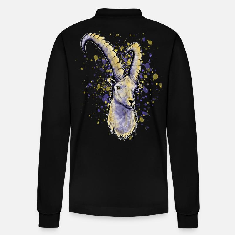 Steinbock Astrologie - Stanley/Stella Unisex Bio-Langarm-Poloshirt Prepster - Schwarz