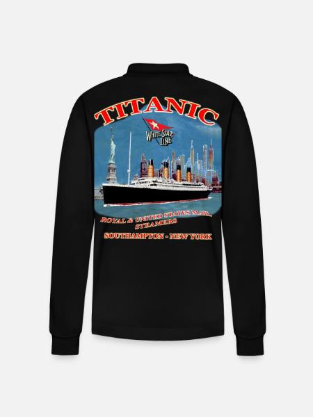 TITANIC creation Louis RUNEMBERG © Adagp - Stanley/Stella Organic Unisex Long-Sleeved Polo Shirt Prepster - black