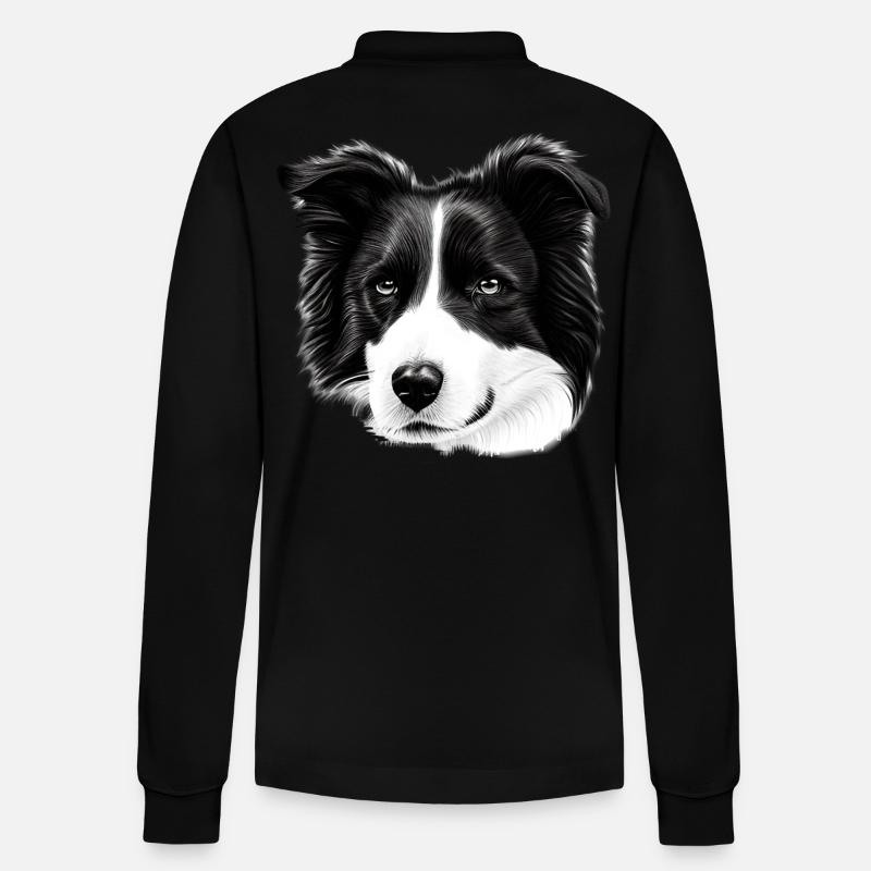 Border Collie irisch - Stanley/Stella Unisex Bio-Langarm-Poloshirt Prepster - Schwarz
