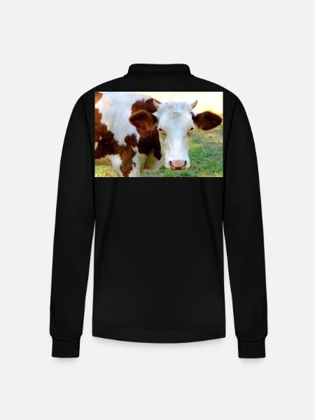 Cow Poster - Stanley/Stella Organic Unisex Long-Sleeved Polo Shirt Prepster - black