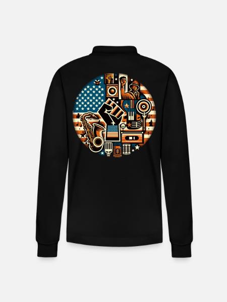 Black Music Power - Stanley/Stella Organic Unisex Long-Sleeved Polo Shirt Prepster - black