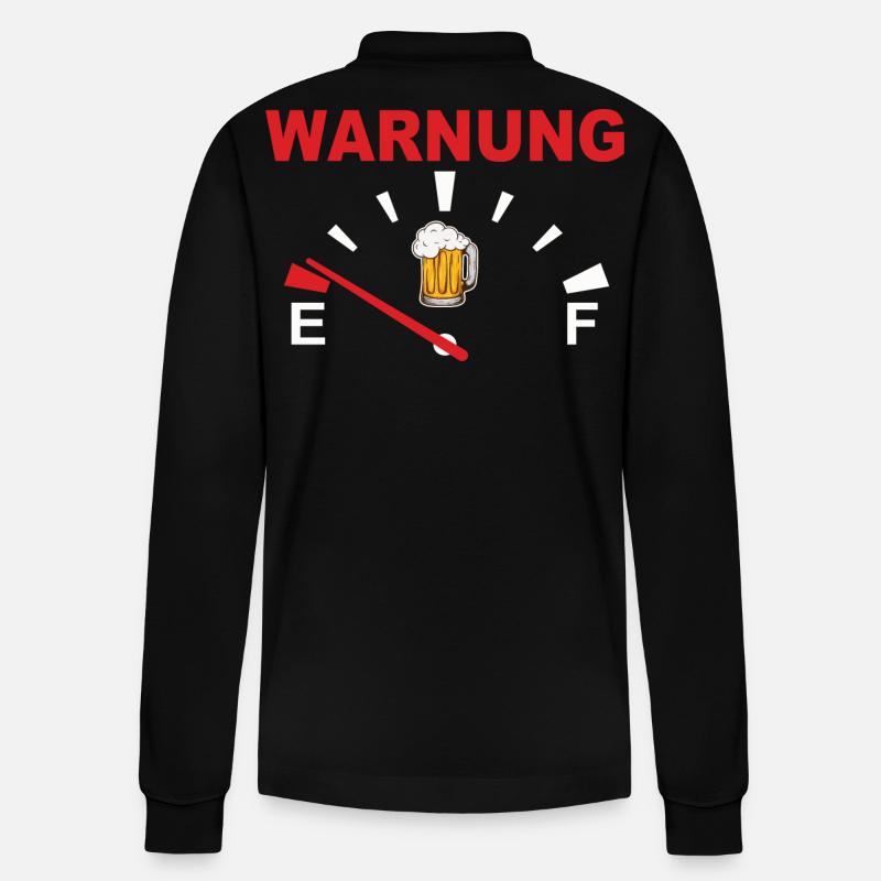 Warnung mit Bierglas Motiv - Stanley/Stella Unisex Bio-Langarm-Poloshirt Prepster - Schwarz