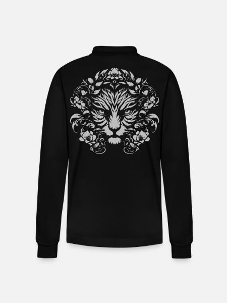 Tree Face Ornament - Stanley/Stella Organic Unisex Long-Sleeved Polo Shirt Prepster - black