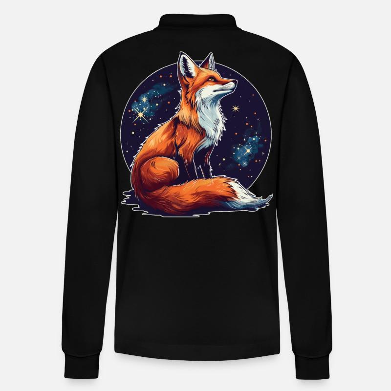 Fuchs mit Sternen - Stanley/Stella Unisex Bio-Langarm-Poloshirt Prepster - Schwarz