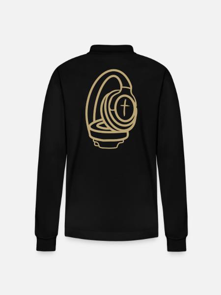 Kopfhörer mit Kreuz - Stanley/Stella Unisex Bio-Langarm-Poloshirt Prepster - Schwarz