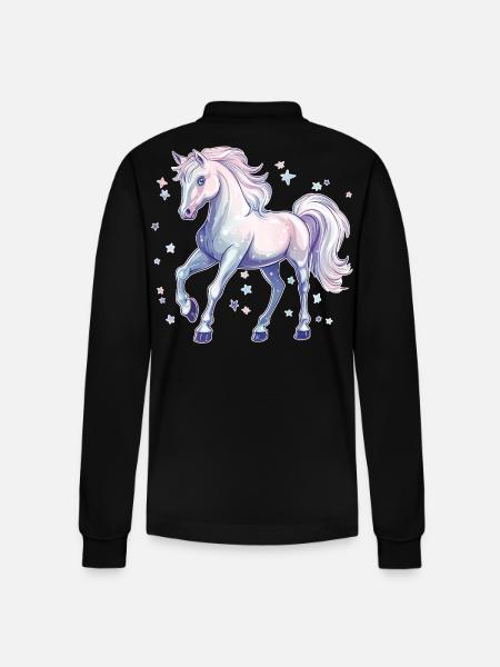 Pferd mit Sternen - Stanley/Stella Unisex Bio-Langarm-Poloshirt Prepster - Schwarz