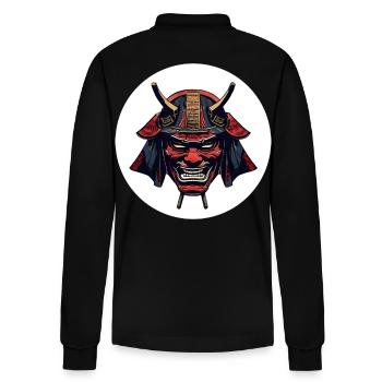 Roter Oni Dämonenhelm - Stanley/Stella Unisex Bio-Langarm-Poloshirt Prepster - Schwarz - Hinten - Anna (173cm)