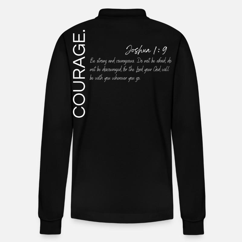 Courage - Josué 1:9 Conception chrétienne - Polo à manches longues bio PREPSTER Stanley/Stella Unisexe - noir