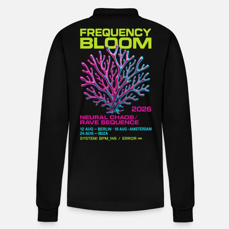 Frequency Bloom - Stanley/Stella Unisex Bio-Langarm-Poloshirt Prepster - Schwarz