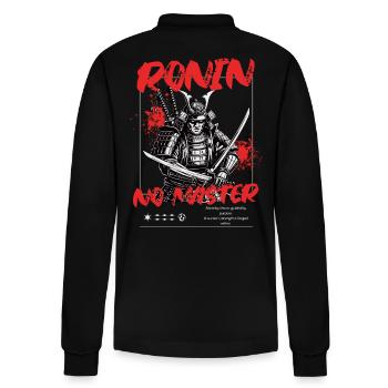 Ronin – No Master Samurai Streetwear - Stanley/Stella Organic Unisex Long-Sleeved Polo Shirt Prepster - black - Back - Anna (173cm)