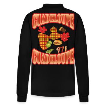 Map of Guadeloupe style madras 971 gwada - Stanley/Stella Organic Unisex Long-Sleeved Polo Shirt Prepster - black - Back - Anna (173cm)