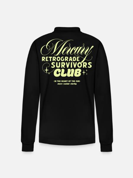 Mercury Retrograde Survivors Club - Stanley/Stella Organic Unisex Long-Sleeved Polo Shirt Prepster - black
