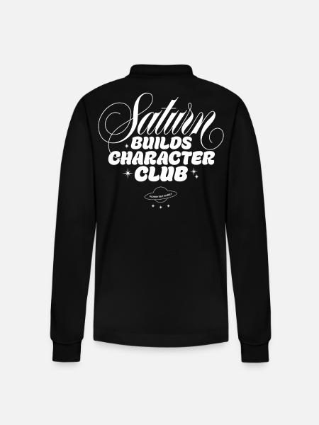 Saturn formt Charakter Club - Stanley/Stella Unisex Bio-Langarm-Poloshirt Prepster - Schwarz