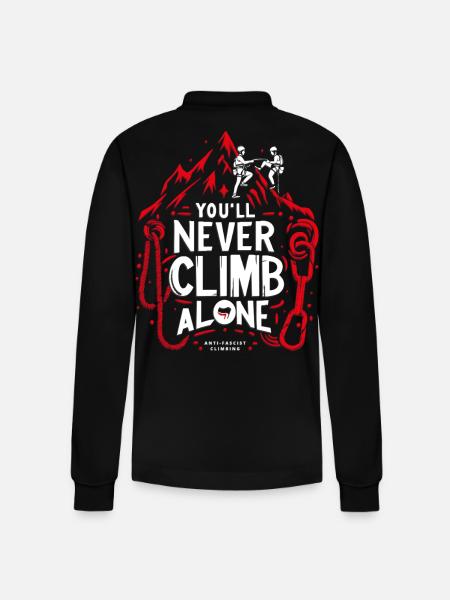 You'll never climb alone - Stanley/Stella Organic Unisex Long-Sleeved Polo Shirt Prepster - black
