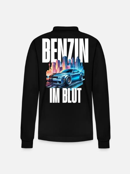Benzin im Blut Neon - Stanley/Stella Unisex Bio-Langarm-Poloshirt Prepster - Schwarz