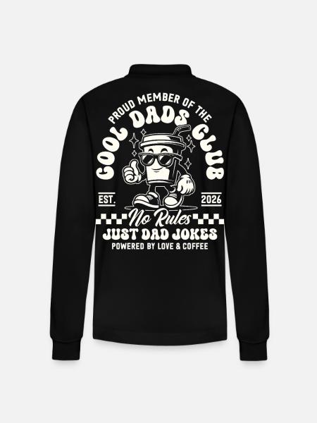 Cool Dads Club - Dad 2026 Gift - Stanley/Stella Organic Unisex Long-Sleeved Polo Shirt Prepster - black
