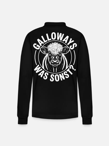 Galloway Cow Emblem - Stanley/Stella Organic Unisex Long-Sleeved Polo Shirt Prepster - black