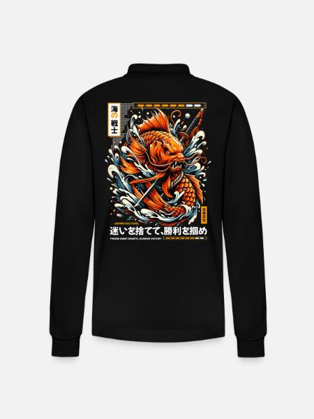 Koi Warrior Achieve Victory - Stanley/Stella Unisex Bio-Langarm-Poloshirt Prepster - Schwarz