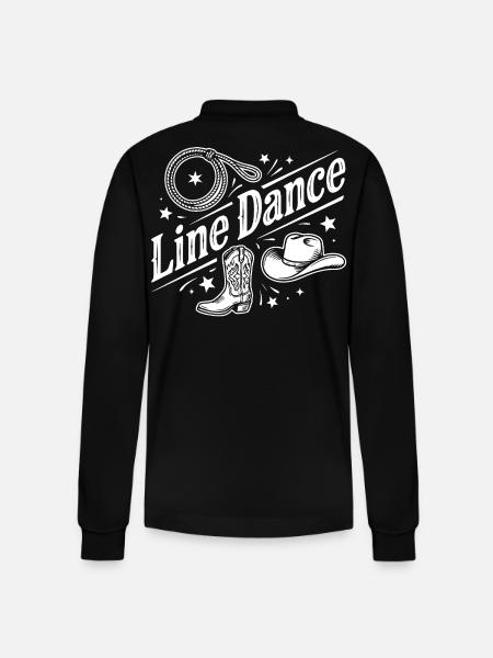 Line Dance Western Motif - Stanley/Stella Organic Unisex Long-Sleeved Polo Shirt Prepster - black