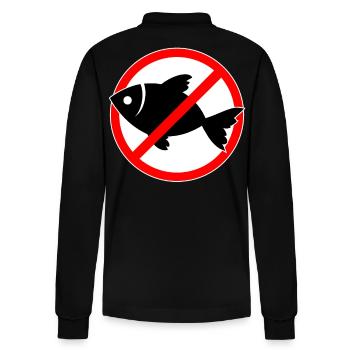 Fish forbidden - fish - Stanley/Stella Organic Unisex Long-Sleeved Polo Shirt Prepster - black - Back - Anna (173cm)