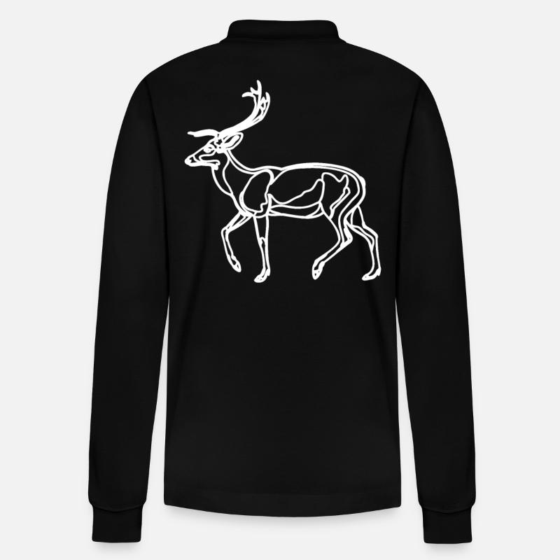 Dessin du cerf - Polo à manches longues bio PREPSTER Stanley/Stella Unisexe - noir