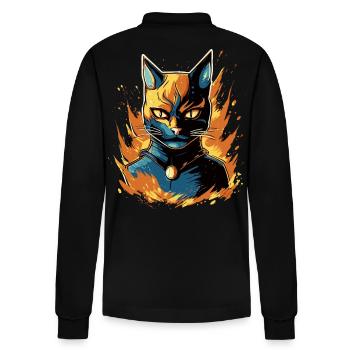 Super paws in action: super cat - Stanley/Stella Organic Unisex Long-Sleeved Polo Shirt Prepster - black - Back - Anna (173cm)