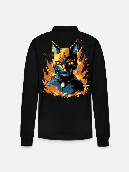 Superpfoten im Einsatz: Superkatze - Stanley/Stella Unisex Bio-Langarm-Poloshirt Prepster - Schwarz