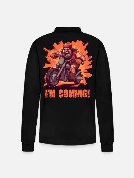 Angry biker arrives - Stanley/Stella Organic Unisex Long-Sleeved Polo Shirt Prepster - black