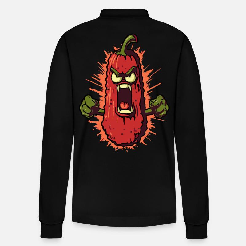 Wütendes Gemüse - Stanley/Stella Unisex Bio-Langarm-Poloshirt Prepster - Schwarz