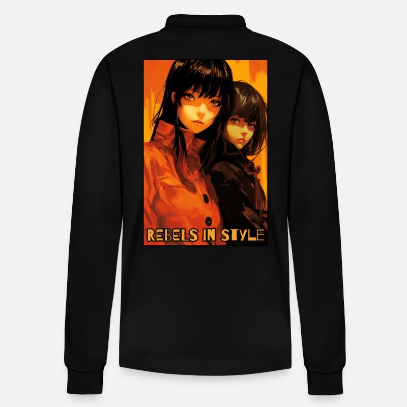 Rebellen mit Stil: Anime-Mädchen - Stanley/Stella Unisex Bio-Langarm-Poloshirt Prepster - Schwarz