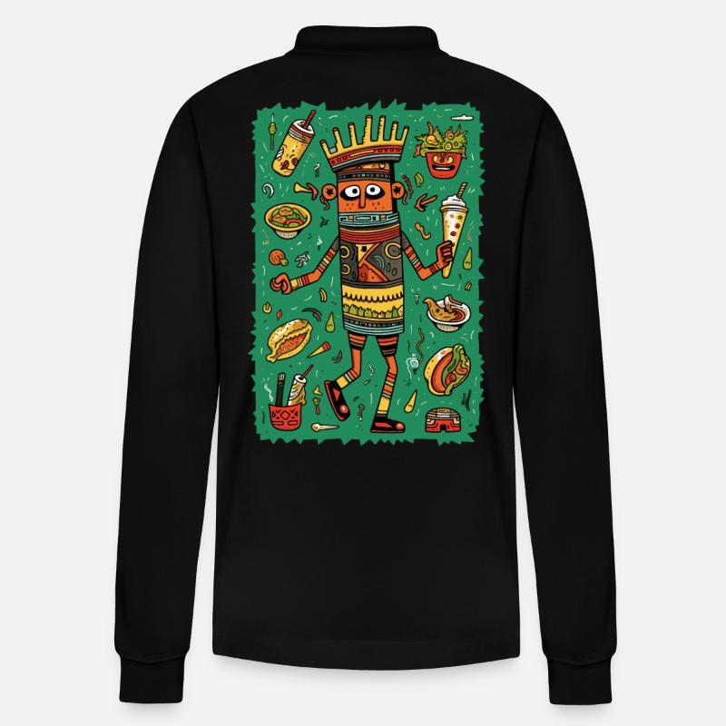 Lustige Hieroglyphen: Schnelles Essen - Stanley/Stella Unisex Bio-Langarm-Poloshirt Prepster - Schwarz
