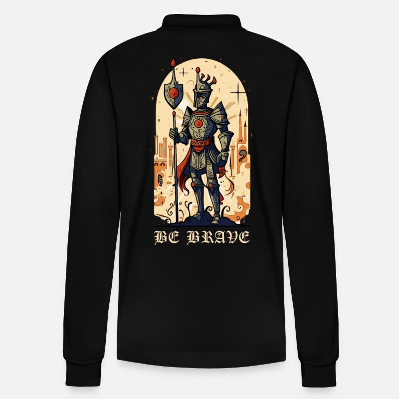 Soyez courageux – Chevalier médiéval - Polo à manches longues bio PREPSTER Stanley/Stella Unisexe - noir