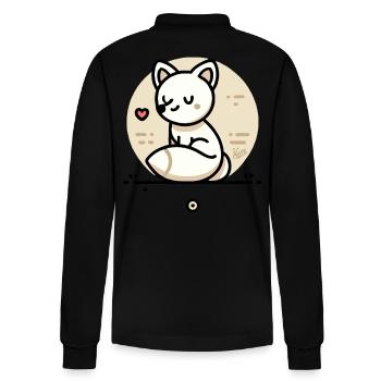 Der freundliche Liebe Fuchs mit Herz - Stanley/Stella Unisex Bio-Langarm-Poloshirt Prepster - Schwarz - Hinten - Anna (173cm)