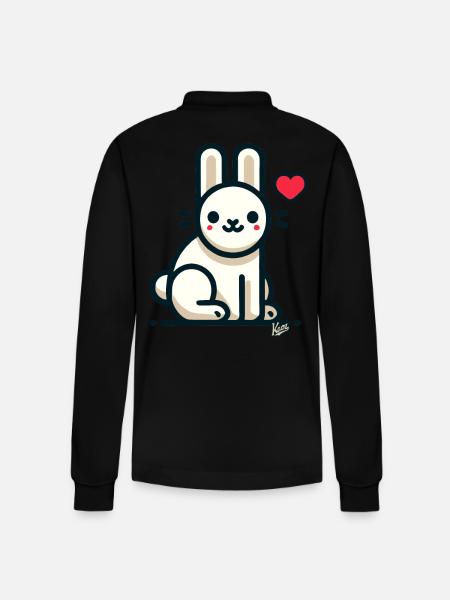 Liebe Herz Hase - Stanley/Stella Unisex Bio-Langarm-Poloshirt Prepster - Schwarz