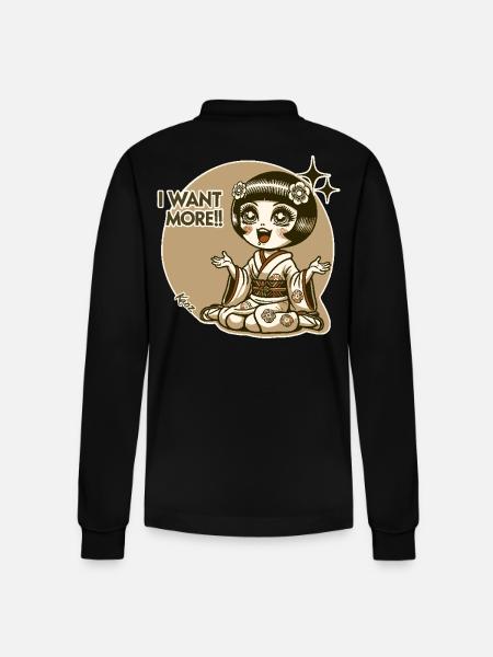 Chibi Japanese Geisha - Stanley/Stella Organic Unisex Long-Sleeved Polo Shirt Prepster - black