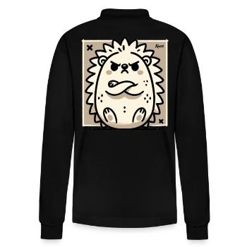Sulking and offended cute hedgehog - Stanley/Stella Organic Unisex Long-Sleeved Polo Shirt Prepster - black - Back - Anna (173cm)