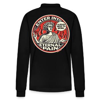 Dante has to toil forever in hell - Stanley/Stella Organic Unisex Long-Sleeved Polo Shirt Prepster - black - Back - Anna (173cm)