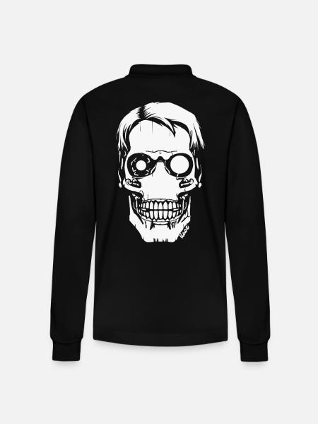 Cyber Skull – Futuristic Skull - Stanley/Stella Organic Unisex Long-Sleeved Polo Shirt Prepster - black