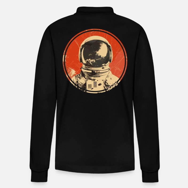 Conception spatiale rétro astronaute - Polo à manches longues bio PREPSTER Stanley/Stella Unisexe - noir