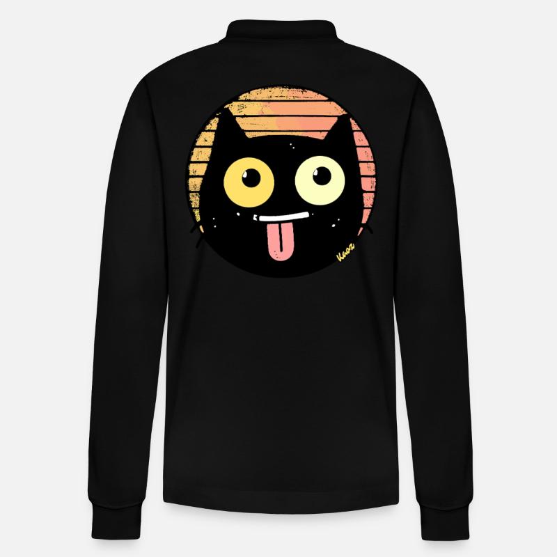 Freche Retro Katze - Stanley/Stella Unisex Bio-Langarm-Poloshirt Prepster - Schwarz