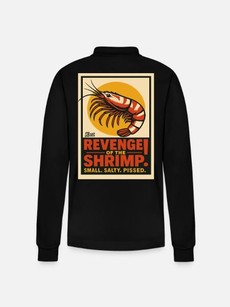 Revenge of the Shrimp – Small, Salty, Angry - Stanley/Stella Organic Unisex Long-Sleeved Polo Shirt Prepster - black