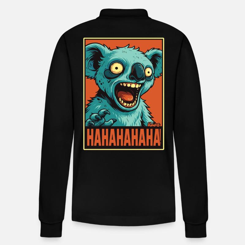Crier Rire Comique Koala - Polo à manches longues bio PREPSTER Stanley/Stella Unisexe - noir